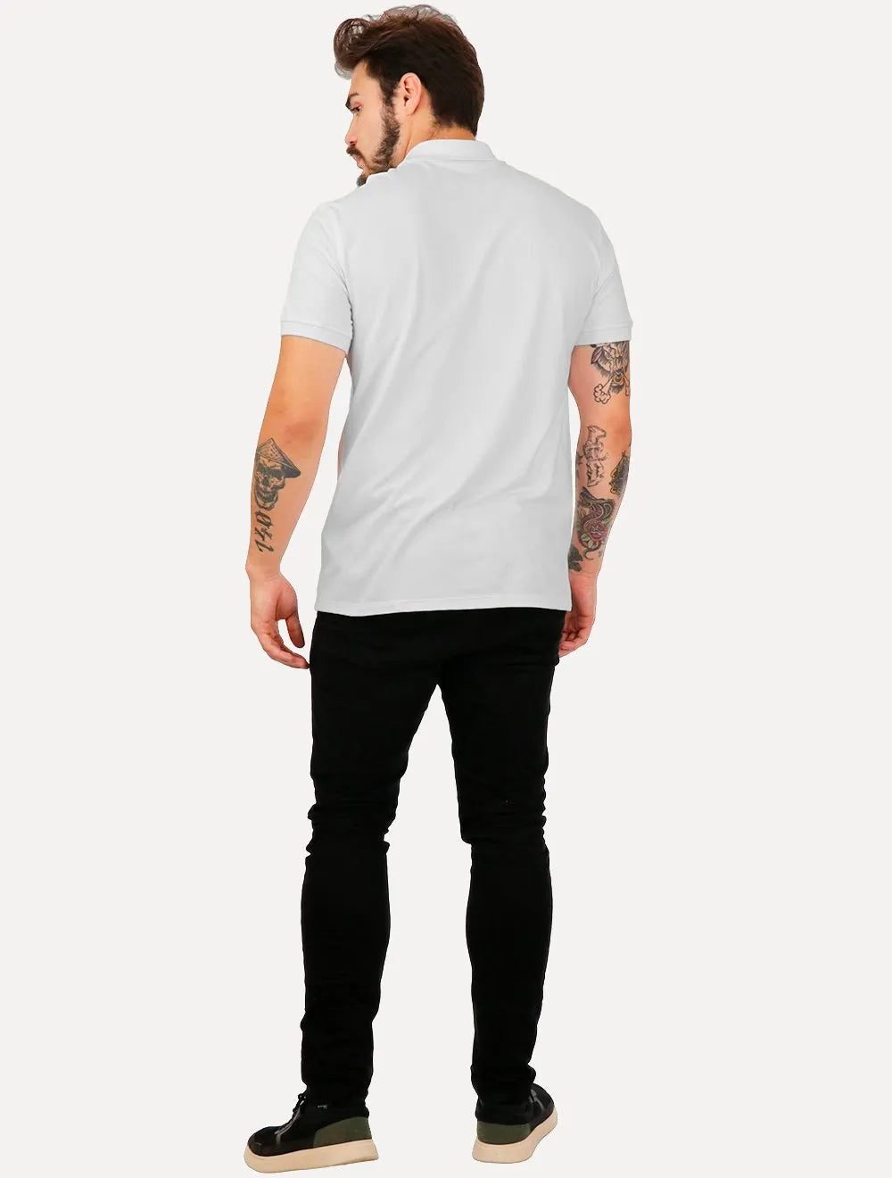 Polo Dudalina Masculina Essentials Extra Cotton Grey Icon Branca