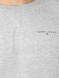 Camiseta Tommy Jeans Masculina Slim Manga Longa Linear Chest Cinza