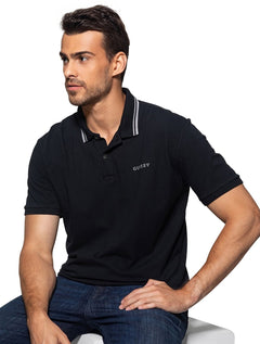 Polo Guess Masculina Piquet Silk Frisos Preta