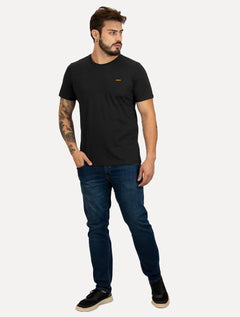 Camiseta Colcci Masculina Back To Basics Orange Logo Preta