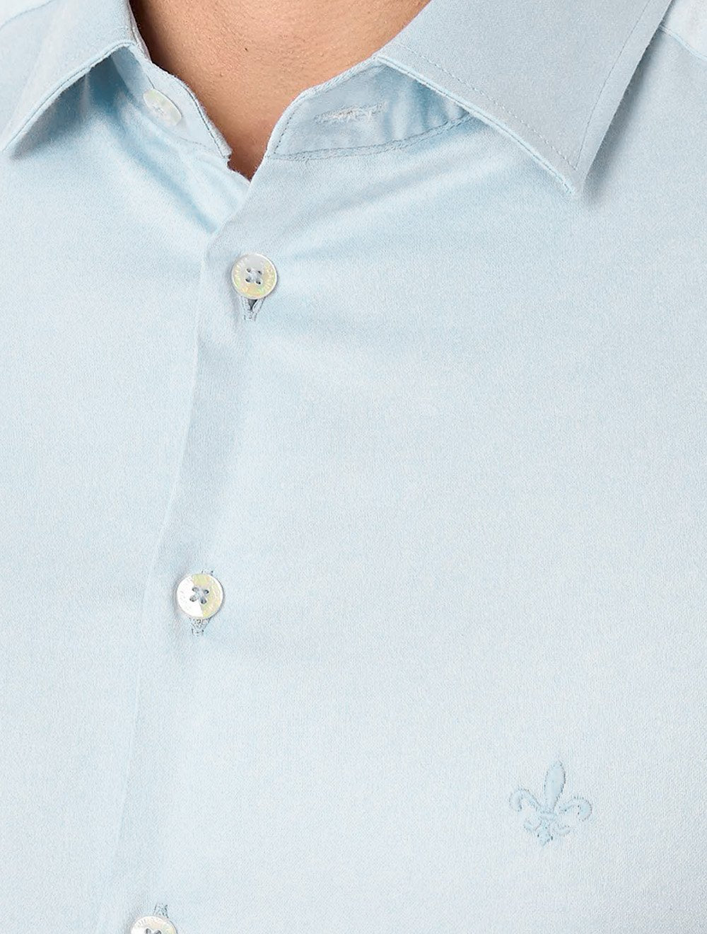 Camisa Dudalina Masculina Milano Tricoline Superfine Cotton Lisa Azul Claro