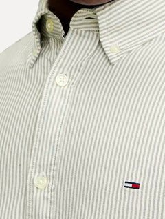 Camisa Tommy Jeans Masculina Slim Striped Oxford Verde