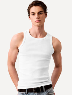 Kit Regatas Calvin Klein Underwear Masculina Ribana Lisa Branca/Preta 2UN