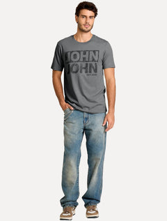 Camiseta John John Masculina Regular Fit Fall Cinza Escuro
