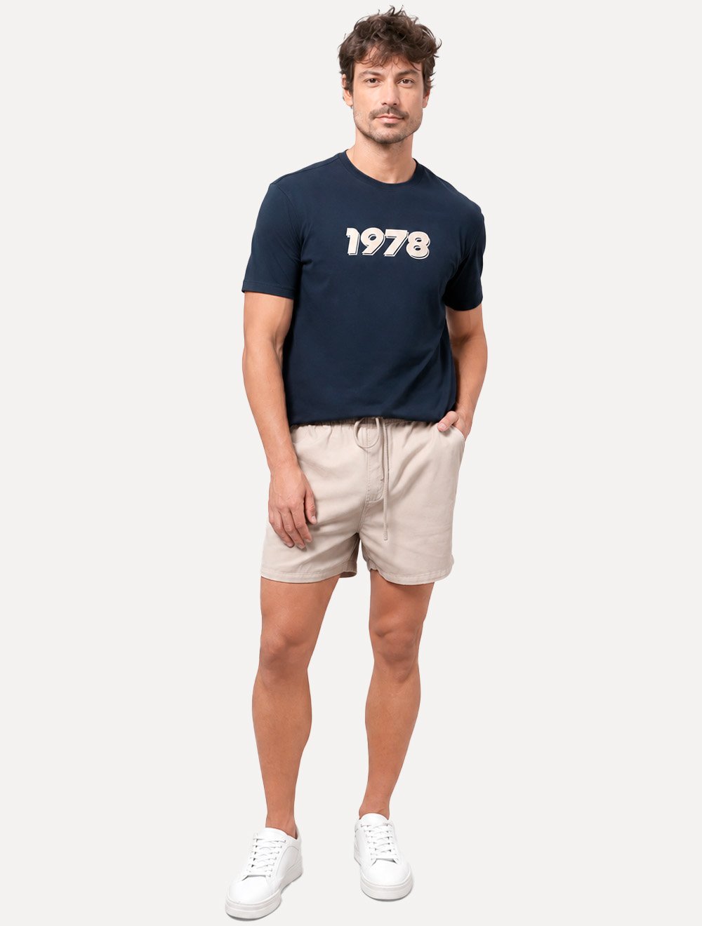 Short Calvin Klein Jeans Masculino Color Cós Elástico Black Logo Cáqui Claro