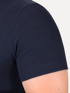 Camiseta Calvin Klein Masculina Canelada Mono Logo Azul Marinho