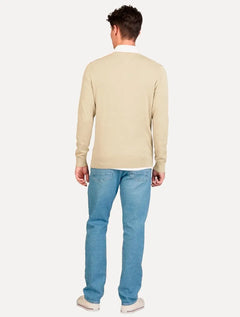 Suéter Tommy Hilfiger Masculino Crewneck Essential Cotton Areia
