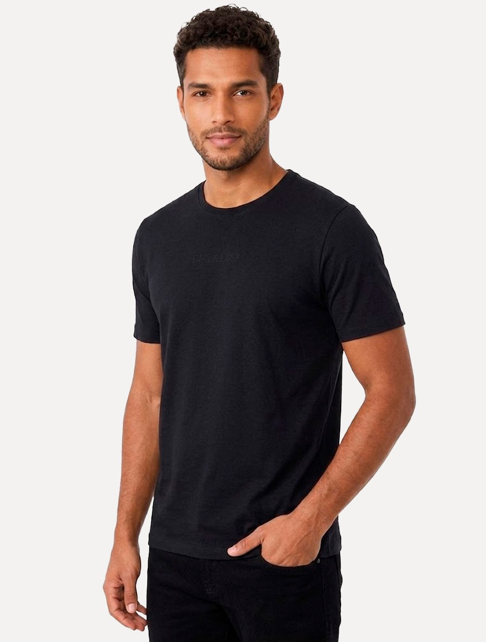 Camiseta Dudalina Masculina Regular Rubber Center Preta