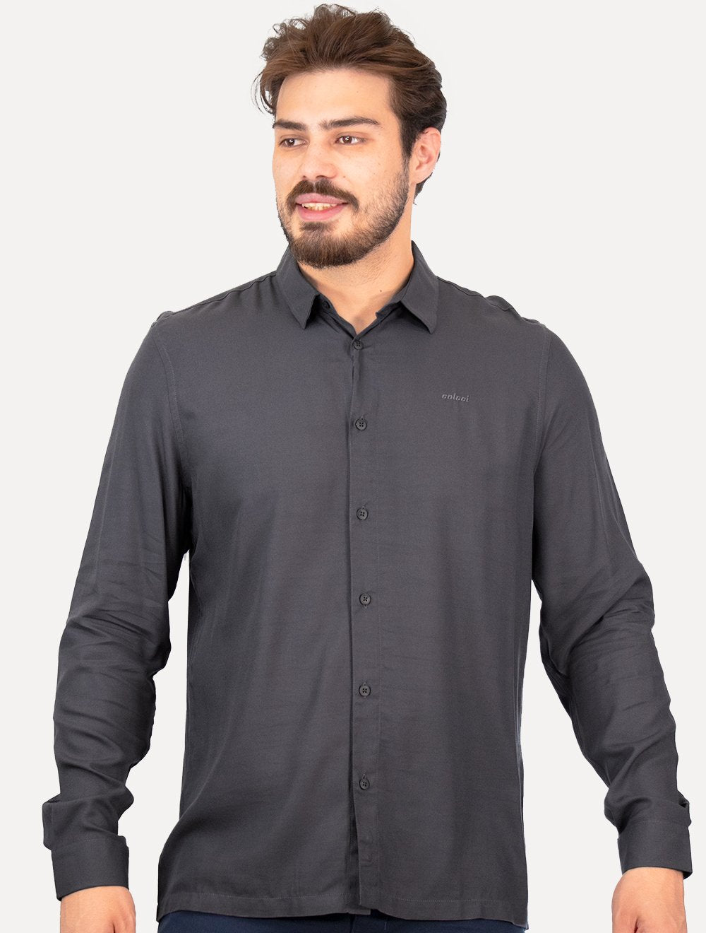 Camisa Colcci Masculina Relax Logo Grafite