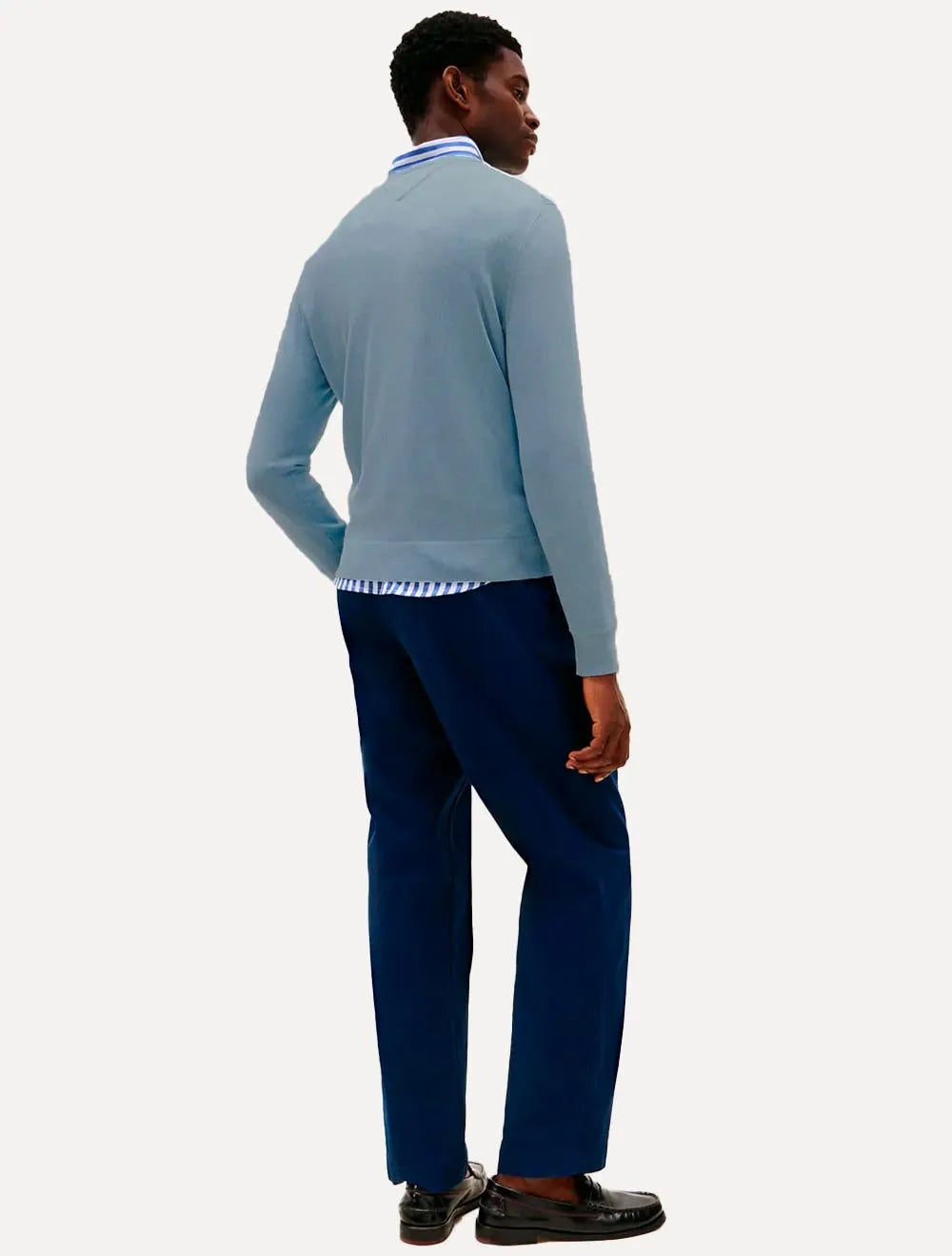 Suéter Tommy Hilfiger Masculino Crewneck Essential Cotton Azul Médio