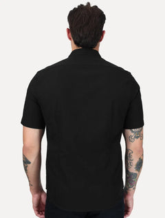 Camisa Aramis Masculina Manga Curta Slim Oxford Planalto Preta