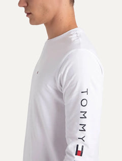 Camiseta Tommy Hilfiger Masculina Manga Longa Essential Sleeve Branca