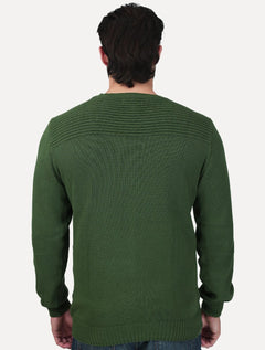 Suéter Dixen Masculino Tricot Nervura Ombro Estonada Verde