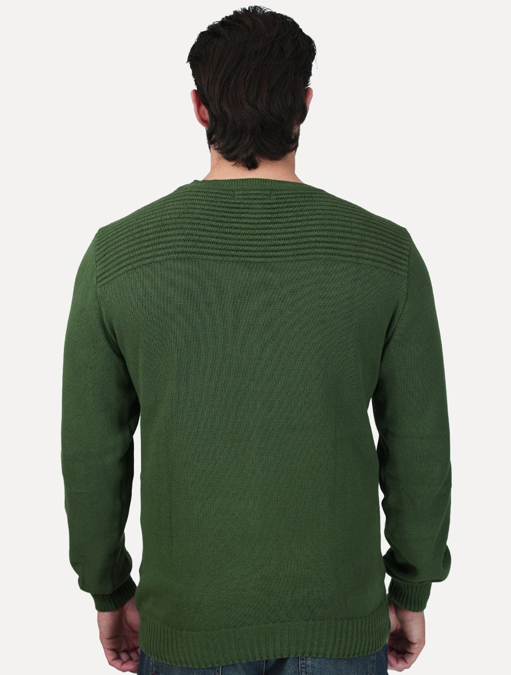 Suéter Dixen Masculino Tricot Nervura Ombro Estonada Verde