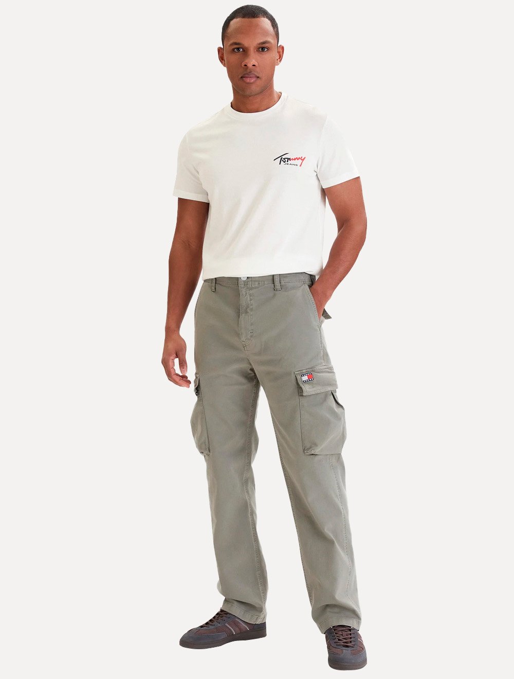 Camiseta Tommy Jeans Masculina Regular Sign Chest Off-White