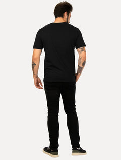 Camiseta John John Masculina Regular Embossed Logo Black Preta