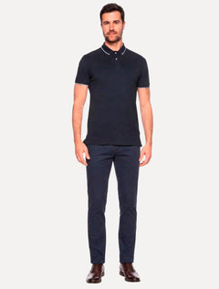 Polo Aramis Masculina Piquet White Friso Azul Escuro