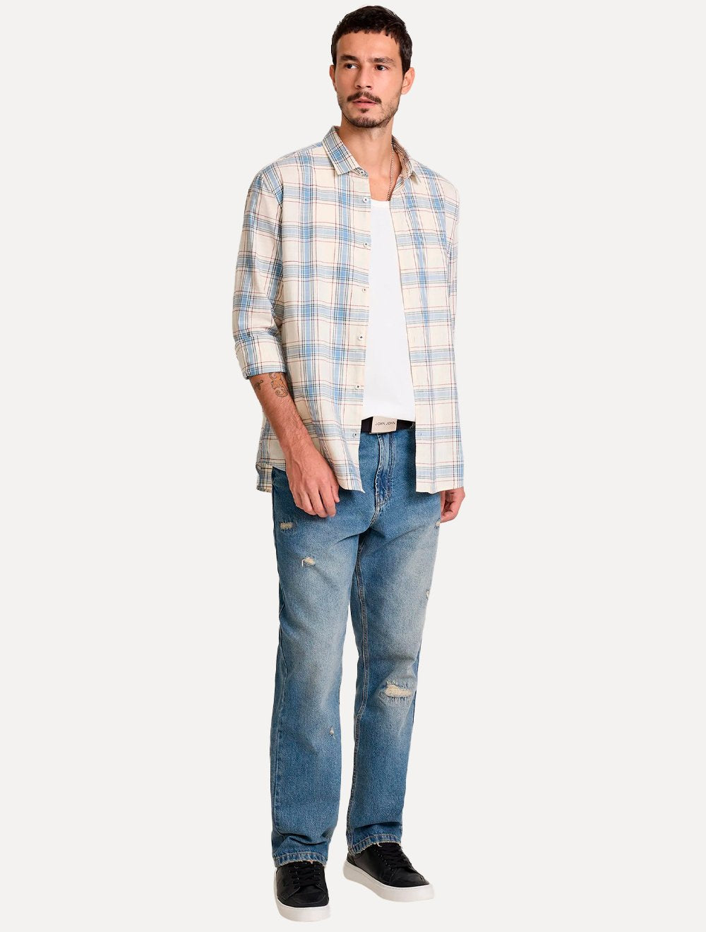 Regata John John Masculina New Regular Fit Rubber Logo Off White