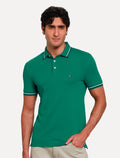 Camisa Polo Tommy Hilfiger Masculina Slim Malha Liquid Cotton Tipped Seasonal Verde