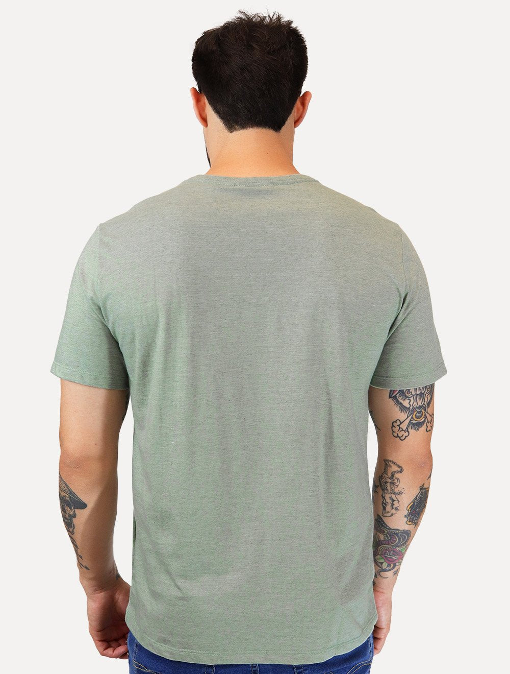 Camiseta Dudalina Masculina Mini Stripes Dark Logo Verde Médio