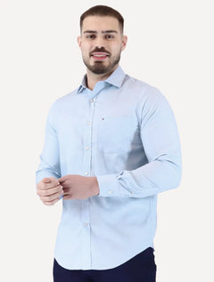 Camisa Tommy Hilfiger Masculina Regular TH Flex Textured Pocket Stretch Azul