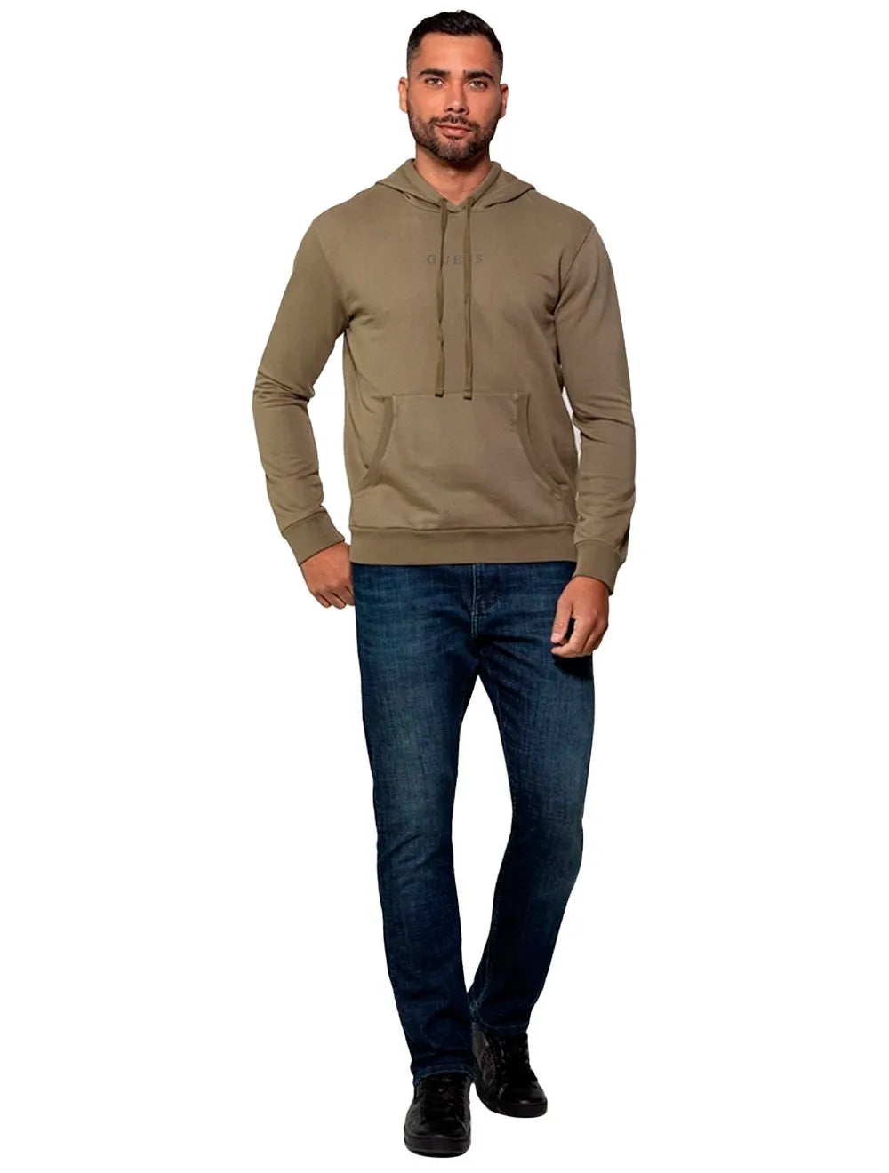 Moletom Guess Masculino Hoodie Small Logo Silk Verde Militar