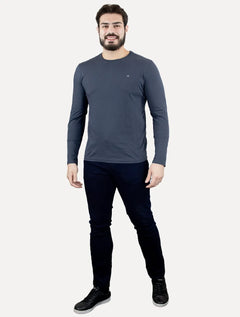 Camiseta Calvin Klein Masculina Meia Malha CK Azul Marinho
