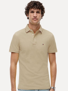 Polo Tommy Hilfiger Masculina Slim Piquet 1985 Cáqui Claro