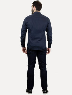 Camisa Colcci Masculina Slim Fit Básica Logo Azul Marinho