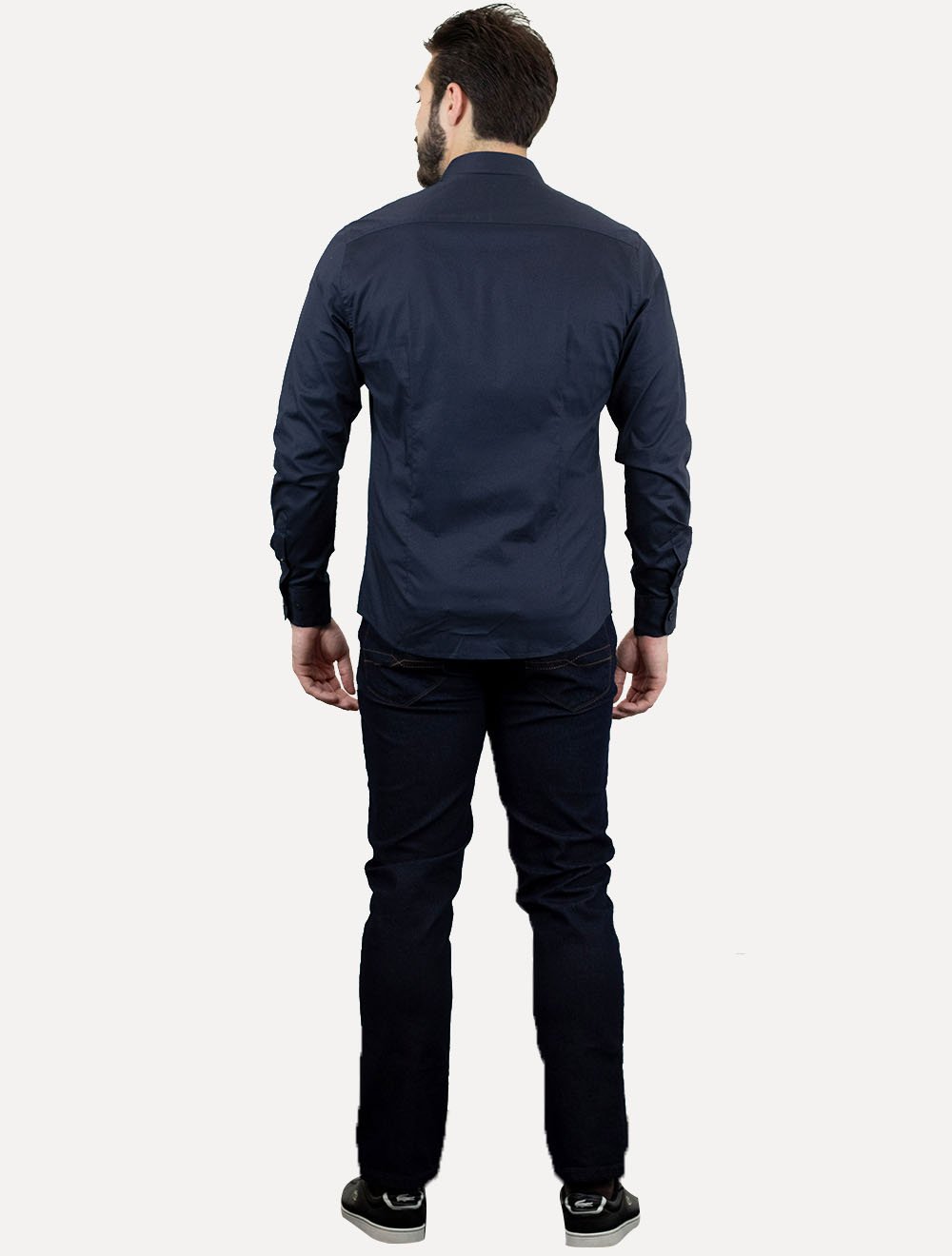 Camisa Colcci Masculina Slim Fit Básica Logo Azul Marinho