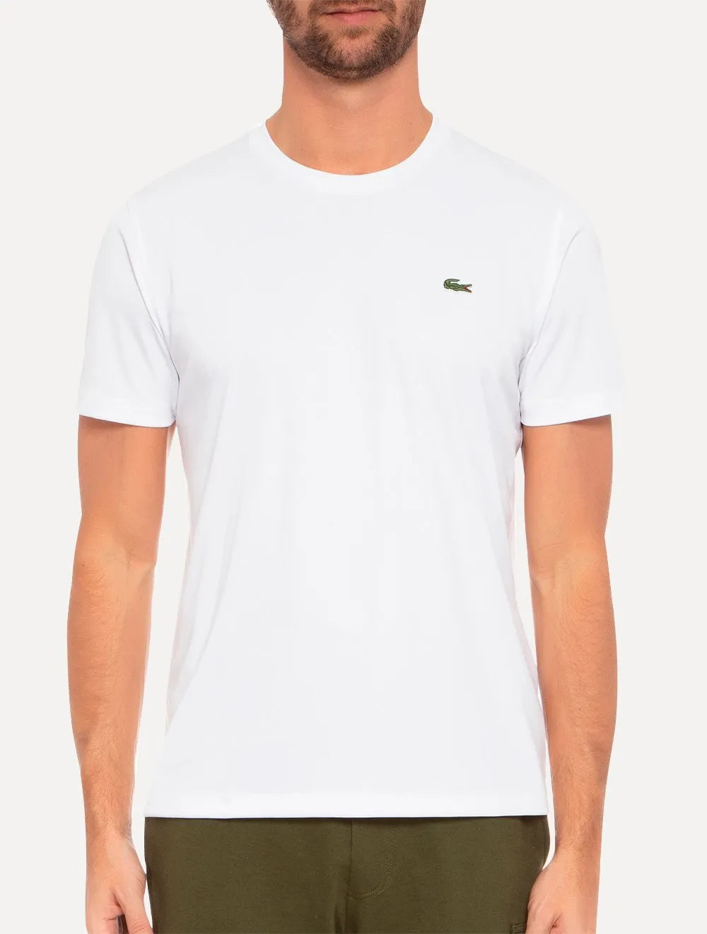 Camiseta Lacoste Masculina Plain Croc Trainning Poliéster Branca