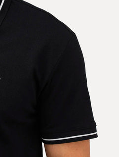 Polo Tommy Jeans Masculina Piquet Regular Tipped Preta