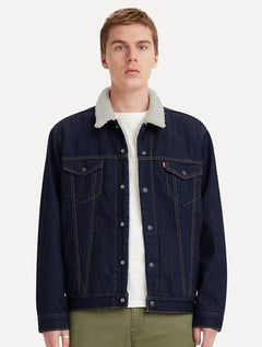 Jaqueta Levis Jeans Masculina Trucker Type 3 Sherpa Azul Escuro