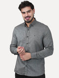 Camisa Calvin Klein Jeans Masculina Regular Oxford Leve Logo Cinza Mescla