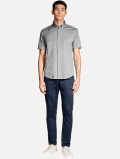 Camisa Aramis Masculina Manga Curta Slim Oxford Planalto Cinza Escuro