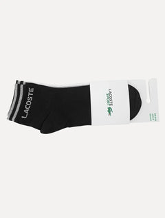 Kit 2 Pares Meia Lacoste | Cano Curto Sport Low Cotton Branca/Preta