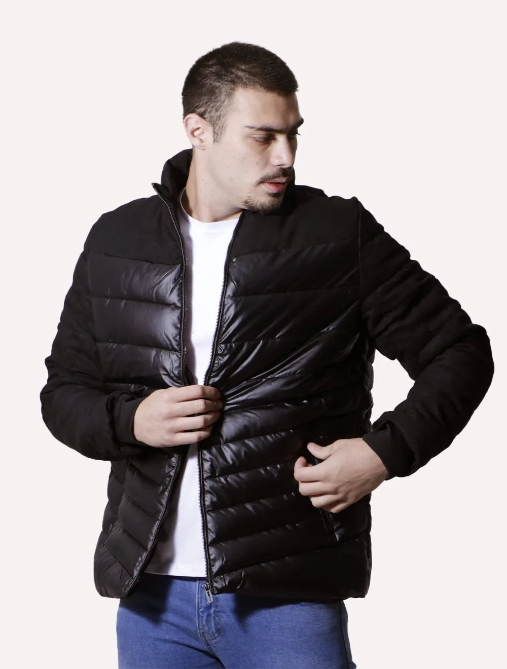 Jaqueta Victory Eagle Masculina Metalizada Puffer Recorte Preta