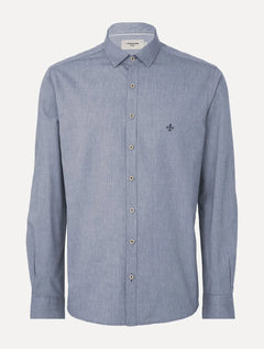 Camisa Dudalina Masculina Slim Lisa Azul Marinho Mescla