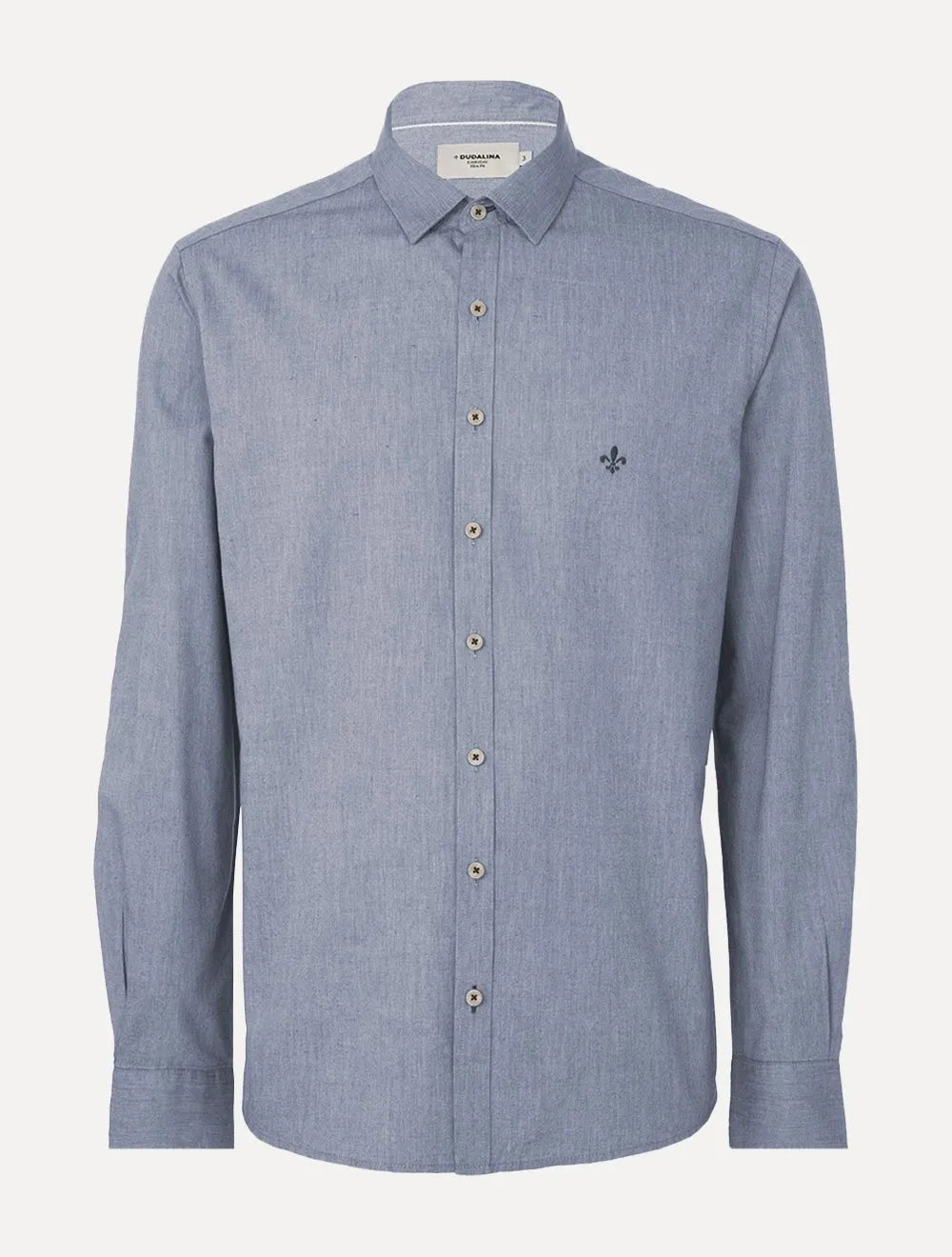 Camisa Dudalina Masculina Slim Lisa Azul Marinho Mescla