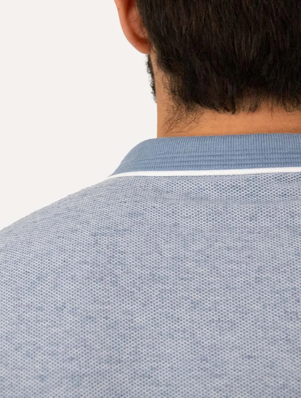 Polo Dudalina Masculina Malha Favo Linho Azul Escuro