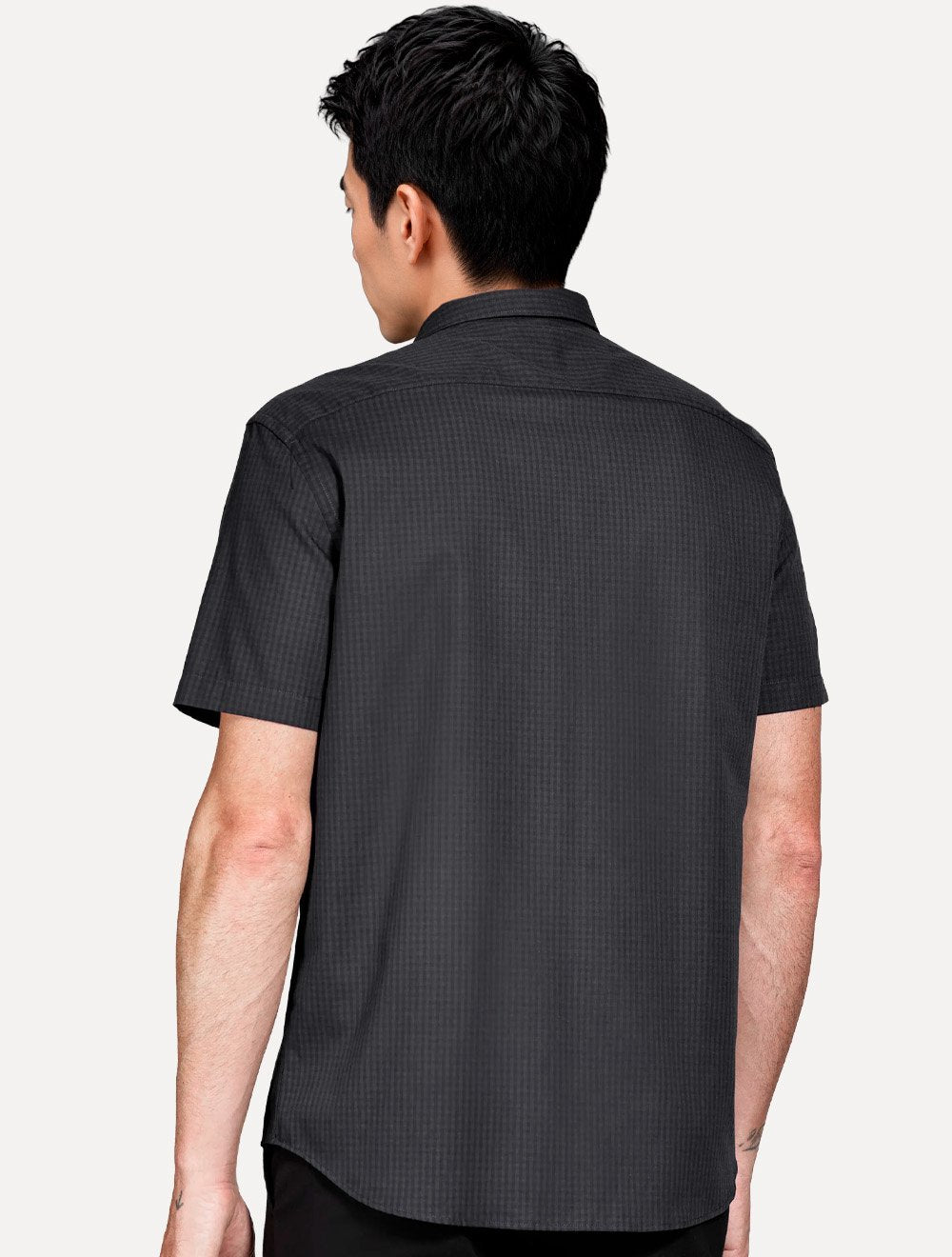 Camisa Aramis Masculina Manga Curta Regular Mini Xadrez Damero Chumbo/Preto