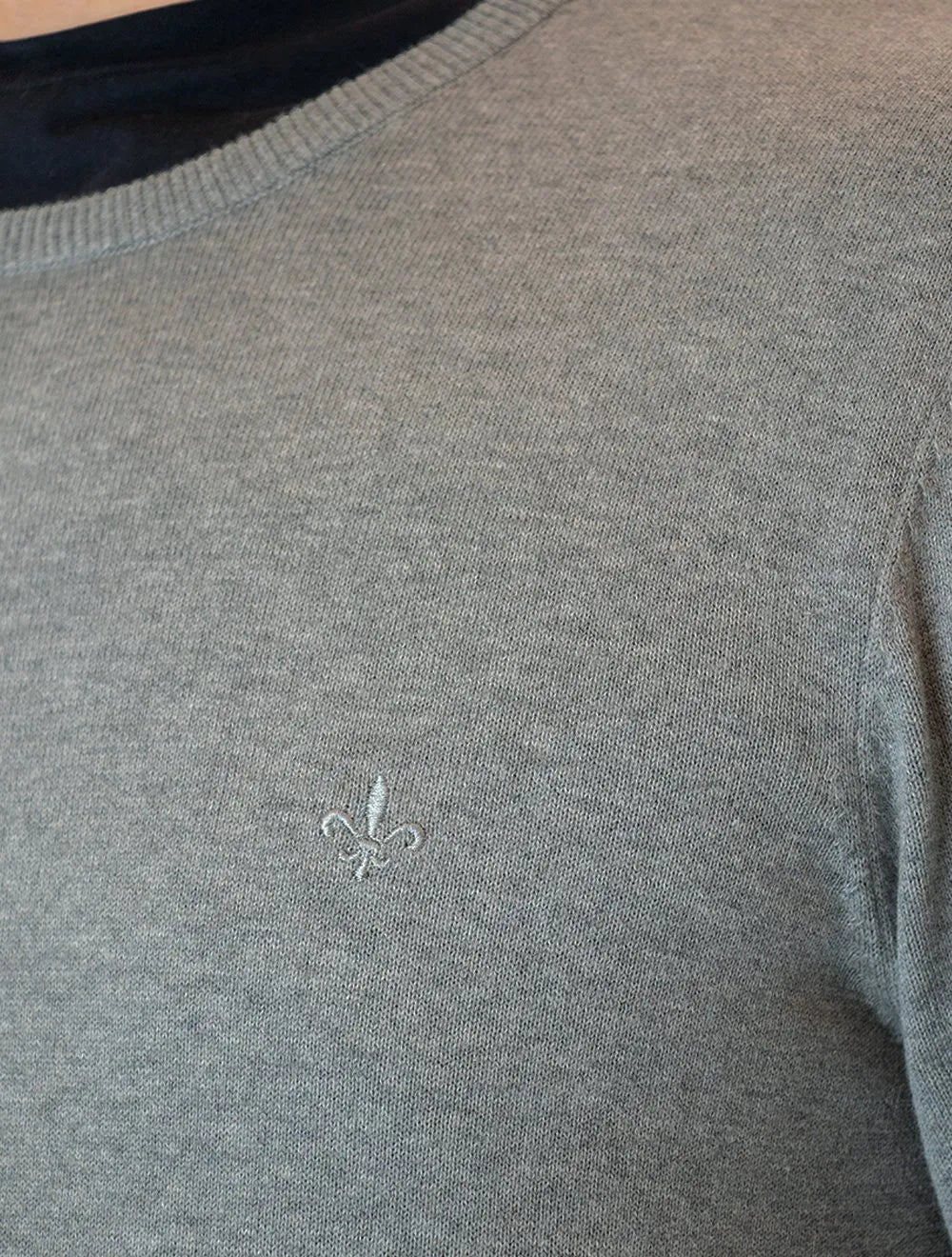 Suéter Dudalina Masculino Tricot Crewneck Basico Cinza Mescla
