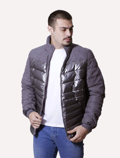 Jaqueta Victory Eagle  Metalizada Puffer Recorte Cinza