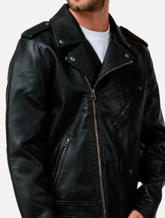 Jaqueta Levis Masculina Couro Standart Asym Motorcycle Preta