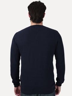 Suéter Dixen Masculino Tricot Tinturado Gola V Azul Marinho