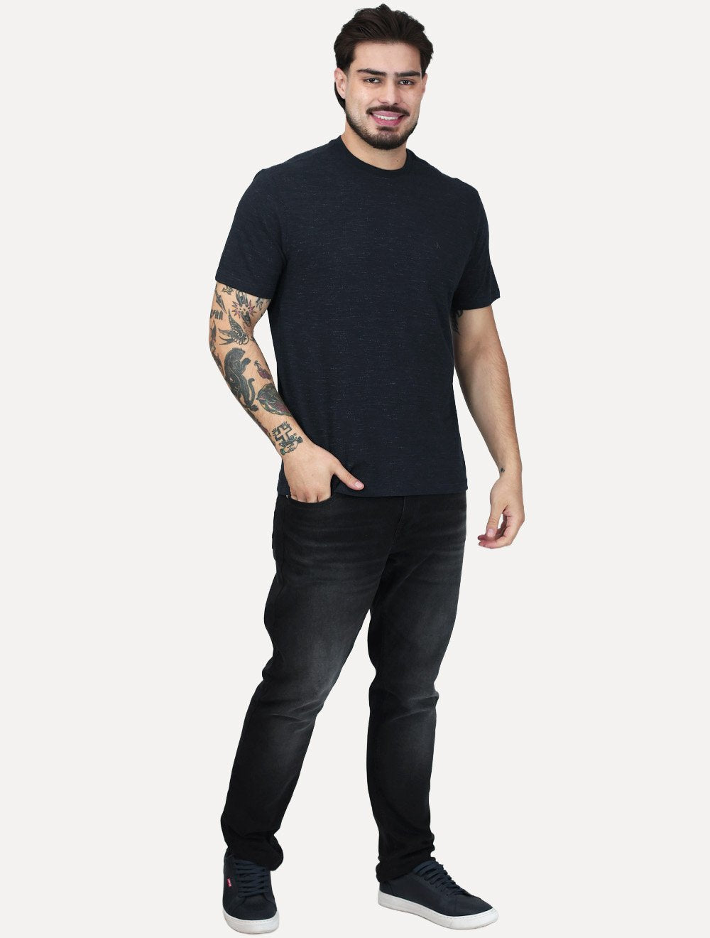Camiseta Calvin Klein Jeans Masculina Piquet Núvola Azul Marinho