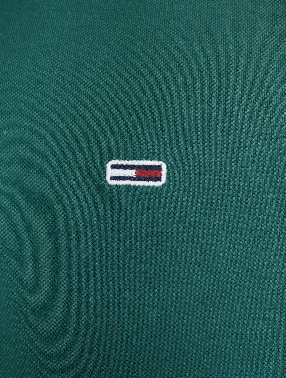 Polo Tommy Jeans Masculina Piquet Regular Placket Verde Escuro