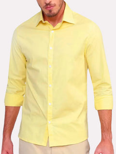 Camisa Ellus Masculina Tricoline LY Classic Anatomic Amarela