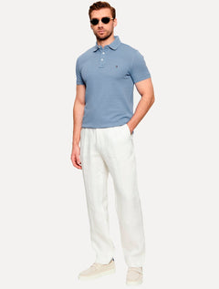 Polo Tommy Hilfiger Masculina Slim Piquet 1985 Azul Eclesiástico