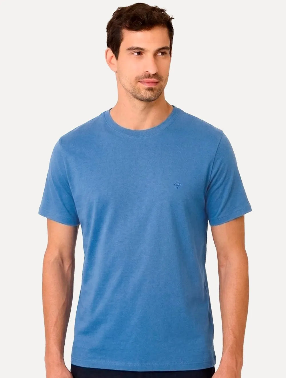 Camiseta Dudalina Masculina Essentials Modal Logo Azul